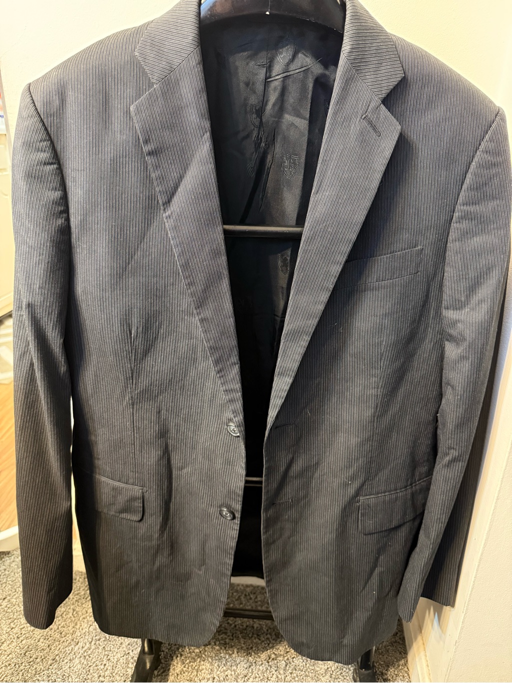 3/$20 Express Black/Charcoal Gray Mens Striped Suit, Or Blazer Size 42 R